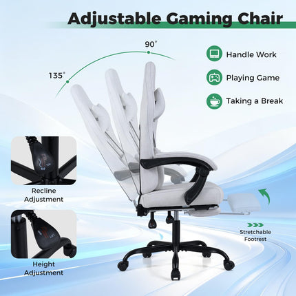 Goplus Gaming Chair with Footrest Lumbar Support High Back Ergonomic Game Chair