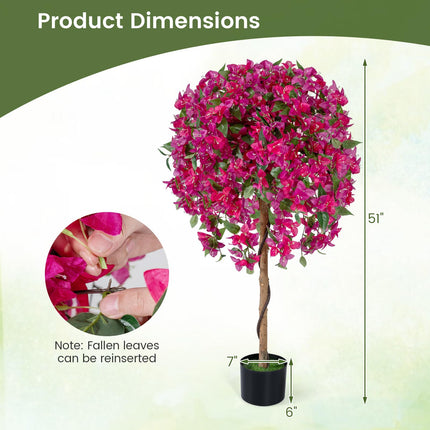 Goplus 2 Pack Artificial Azalea Trees 51" Faux Floral Plants with Vivid Blooming Flowers