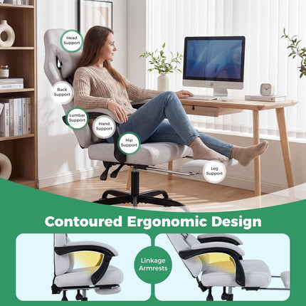 Goplus Gaming Chair with Footrest Lumbar Support High Back Ergonomic Game Chair