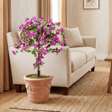 Goplus 43.5" Artificial Bougainvillea Trees w/Ground Spike | 2 Pack Sun-Protective Fake Silk Floral Plants
