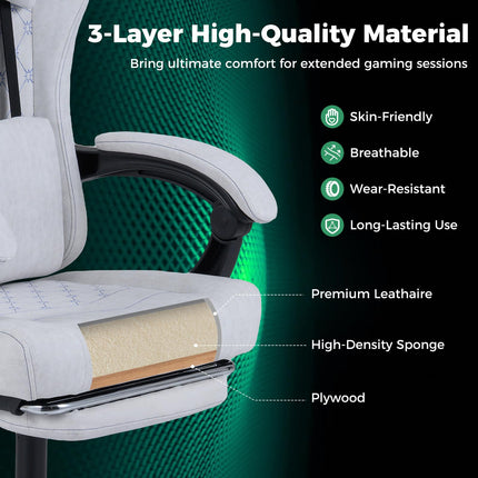 Goplus Gaming Chair with Footrest Lumbar Support High Back Ergonomic Game Chair