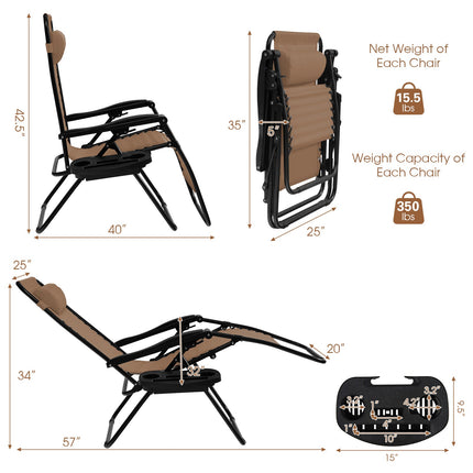 Goplus Folding Zero Gravity Reclining Lounge Chairs