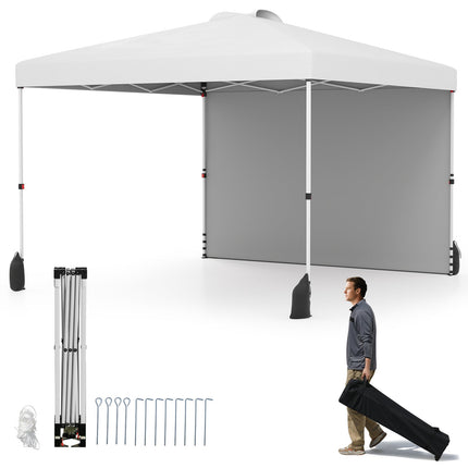Goplus 10 x 10 Pop Up Canopy with 1 Sidewall and Wheeled Bag