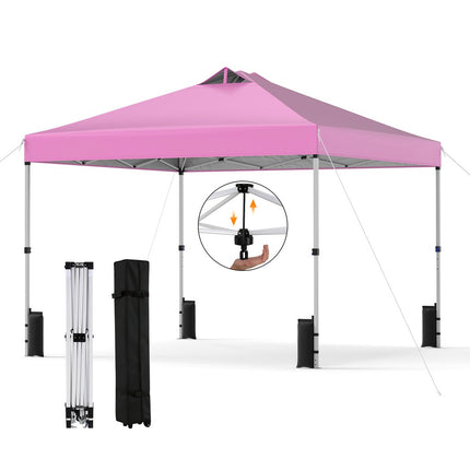 Goplus 10 x 10 FT Pop up Canopy Tent w/ 1 Button Push Sandbags & Roller Bag
