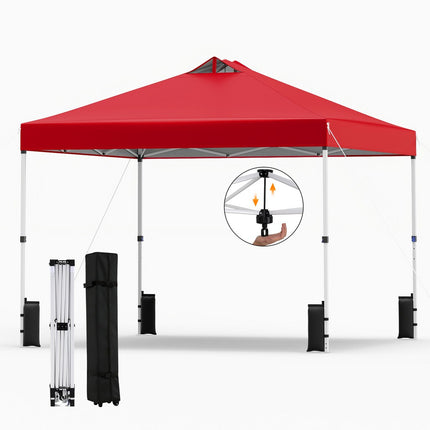 Goplus 10 x 10 FT Pop up Canopy Tent w/ 1 Button Push Sandbags & Roller Bag