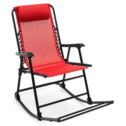 Folding Rocking Chair Recliner Headrest Patio Pool Yard Outdoor