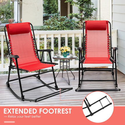 Folding Rocking Chair Recliner Headrest Patio Pool Yard Outdoor