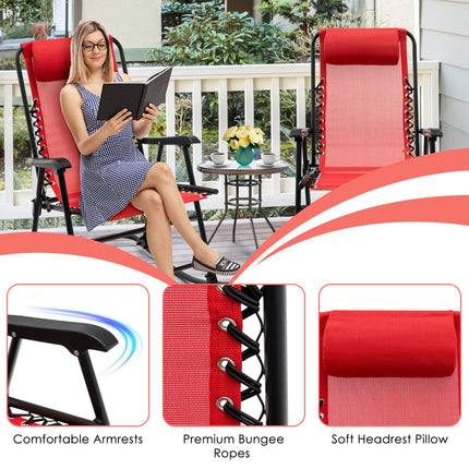 Folding Rocking Chair Recliner Headrest Patio Pool Yard Outdoor