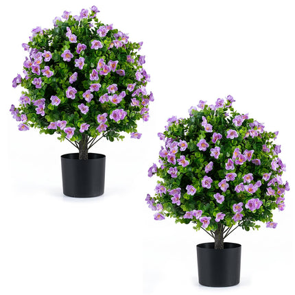 Goplus 2 Pack Artificial Eucalyptus Topiary Ball Trees | Indoor Outdoor Fake Decorative Plants Greenery
