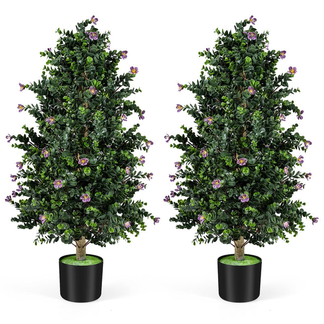 Goplus 2 Pack 36" Artificial Topiary Cone Tree Faux Potted Shrub Plant