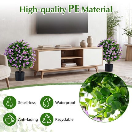 Goplus 2 Pack Artificial Eucalyptus Topiary Ball Trees | Indoor Outdoor Fake Decorative Plants Greenery