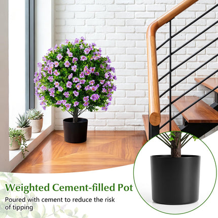 Goplus 2 Pack Artificial Eucalyptus Topiary Ball Trees | Indoor Outdoor Fake Decorative Plants Greenery