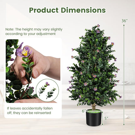 Goplus 2 Pack 36" Artificial Topiary Cone Tree Faux Potted Shrub Plant