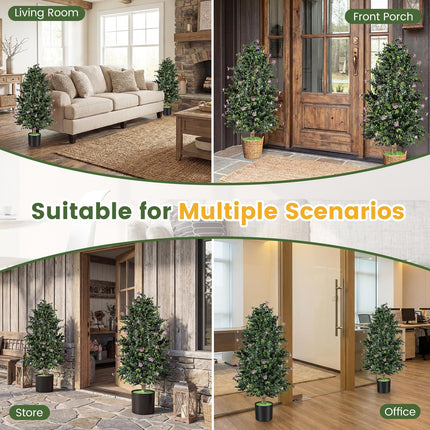 Goplus 2 Pack 36" Artificial Topiary Cone Tree Faux Potted Shrub Plant