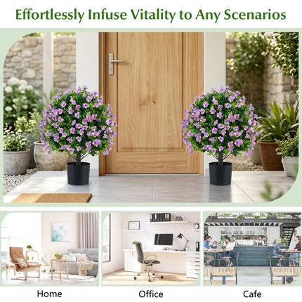 Goplus 2 Pack Artificial Eucalyptus Topiary Ball Trees | Indoor Outdoor Fake Decorative Plants Greenery