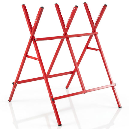 Goplus Adjustable Metal Sawbuck with Anti-Slip Sawteeth and Non-Slip Foot Pads