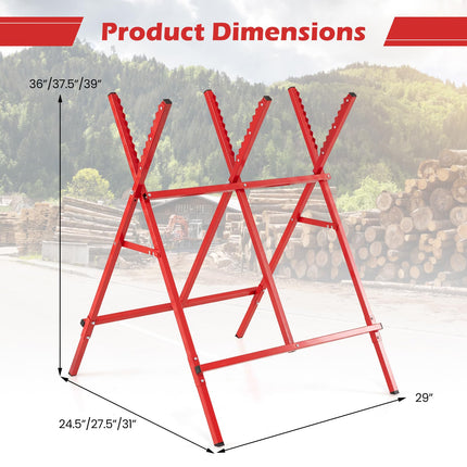 Goplus Adjustable Metal Sawbuck with Anti-Slip Sawteeth and Non-Slip Foot Pads