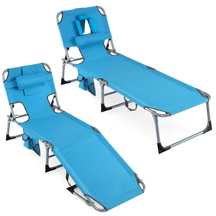 Folding Beach Lounge Chair w/ 4-Position Adjustable Backrest