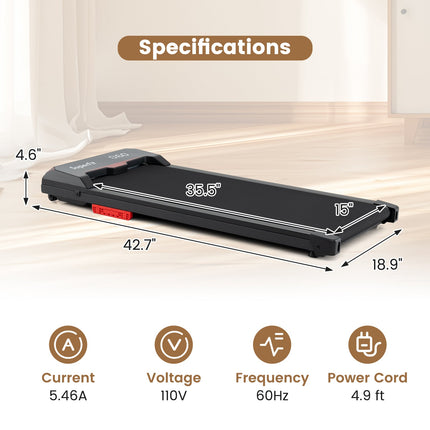 Goplus Walking Pad, 2.5HP 340LBS Capacity Under Desk Treadmill with Remote Control