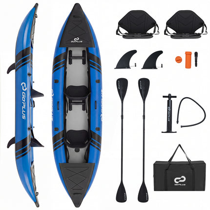 Goplus 12.5 ft Inflatable Tandem Kayak | 1-2 Person Canoe | 507 lbs Capacity | Includes All Accessories & Carry Bag