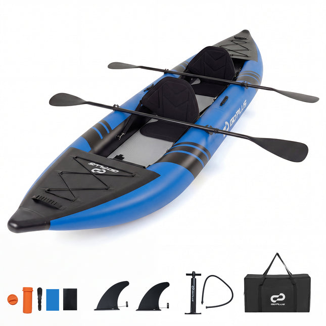 Goplus 12.5 ft Inflatable Tandem Kayak | 1-2 Person Canoe | 507 lbs Capacity | Includes All Accessories & Carry Bag