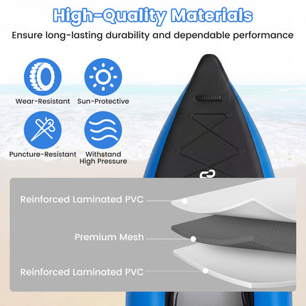 Goplus 12.5 ft Inflatable Tandem Kayak | 1-2 Person Canoe | 507 lbs Capacity | Includes All Accessories & Carry Bag