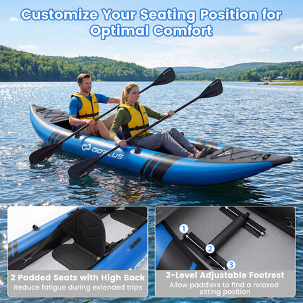 Goplus 12.5 ft Inflatable Tandem Kayak | 1-2 Person Canoe | 507 lbs Capacity | Includes All Accessories & Carry Bag