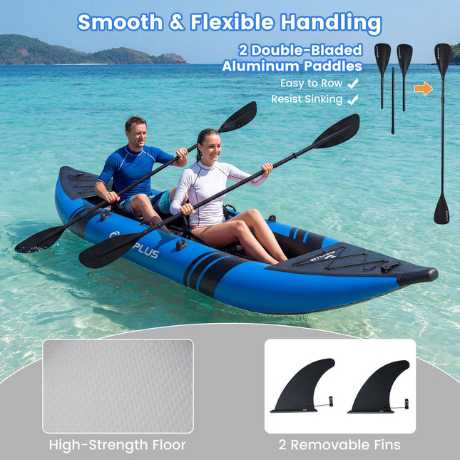 Goplus 12.5 ft Inflatable Tandem Kayak | 1-2 Person Canoe | 507 lbs Capacity | Includes All Accessories & Carry Bag