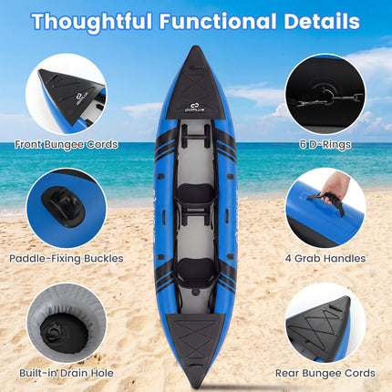 Goplus 12.5 ft Inflatable Tandem Kayak | 1-2 Person Canoe | 507 lbs Capacity | Includes All Accessories & Carry Bag