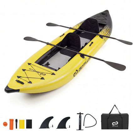 Goplus 12.5 ft Inflatable Tandem Kayak | 1-2 Person Canoe | 507 lbs Capacity | Includes All Accessories & Carry Bag