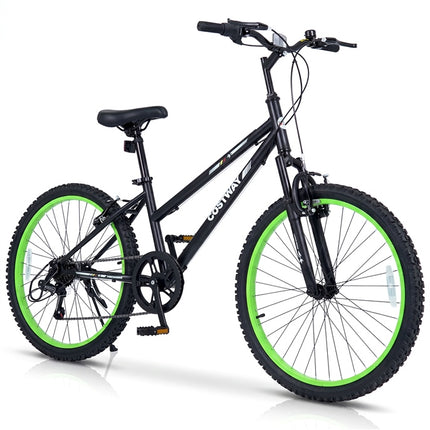 Goplus 20/24 Inch 7 Speed Kids Mountain Bike w/Suspension Fork