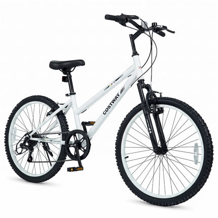 Goplus 20/24 Inch 7 Speed Kids Mountain Bike w/Suspension Fork