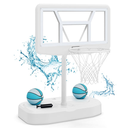 Goplus Pool Basketball Hoop w/42" PC Backboard | Swimming Poolside Basketball Goal System