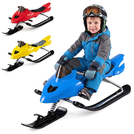 Goplus Snow Racer Sled with Brakes Steering Handle & Tow Ropes