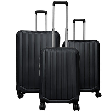 Goplus 3 Piece Vertical Stripe Luggage Set with 360° Spinner Wheels & Telescope Handles