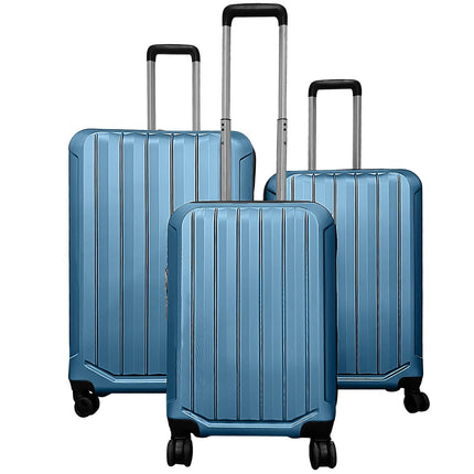 Goplus 3 Piece Vertical Stripe Luggage Set with 360° Spinner Wheels & Telescope Handles