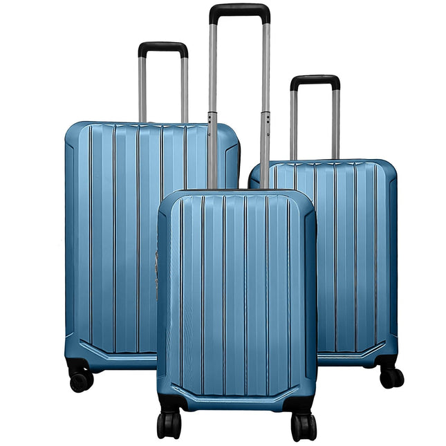 Goplus 3 Piece Vertical Stripe Luggage Set with 360° Spinner Wheels & Telescope Handles