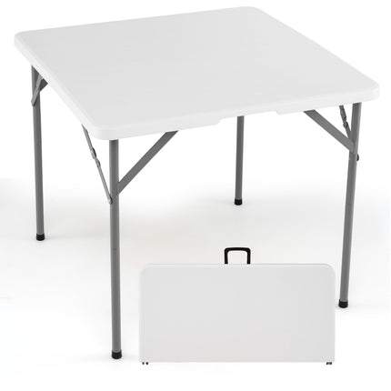 Goplus 34” Folding Table Square Foldable Card Table with Carrying Handle for Picnic Camping
