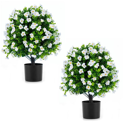 Goplus 2 Pack Artificial Eucalyptus Topiary Ball Trees | Indoor Outdoor Fake Decorative Plants Greenery