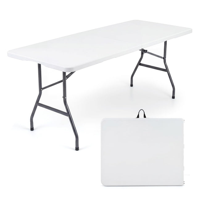 Goplus 6 FT Plastic Folding Table Fold-in-Half Camping Table