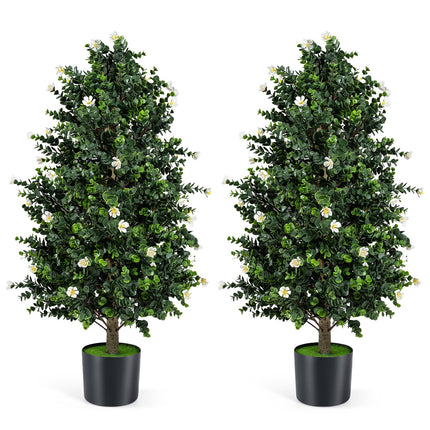 Goplus 2 Pack 36" Artificial Topiary Cone Tree Faux Potted Shrub Plant