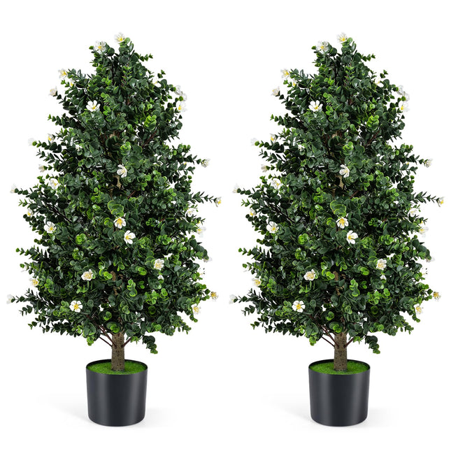 Goplus 2 Pack 36" Artificial Topiary Cone Tree Faux Potted Shrub Plant