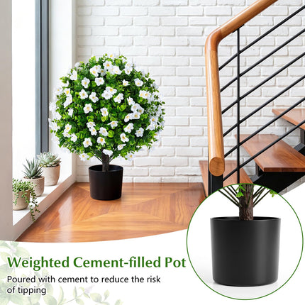 Goplus 2 Pack Artificial Eucalyptus Topiary Ball Trees | Indoor Outdoor Fake Decorative Plants Greenery