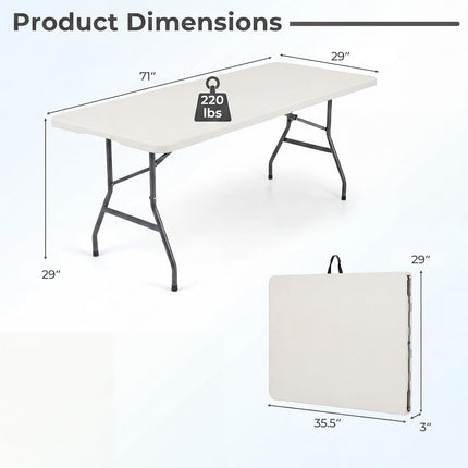 Goplus 6 FT Plastic Folding Table Fold-in-Half Camping Table