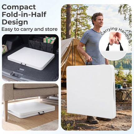 Goplus 6 FT Plastic Folding Table Fold-in-Half Camping Table