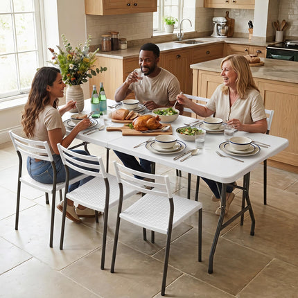 Goplus 6 FT Plastic Folding Table Fold-in-Half Camping Table