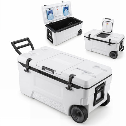 Goplus 53/74 QT Insulated Hard Cooler | Keeps Ice 6 Days for Camping Fishing