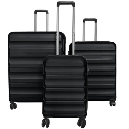 Goplus 3 Piece Wide Cross Stripe Luggage Set with 360° Spinner Wheels & Telescope Handles