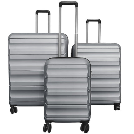 Goplus 3 Piece Wide Cross Stripe Luggage Set with 360° Spinner Wheels & Telescope Handles