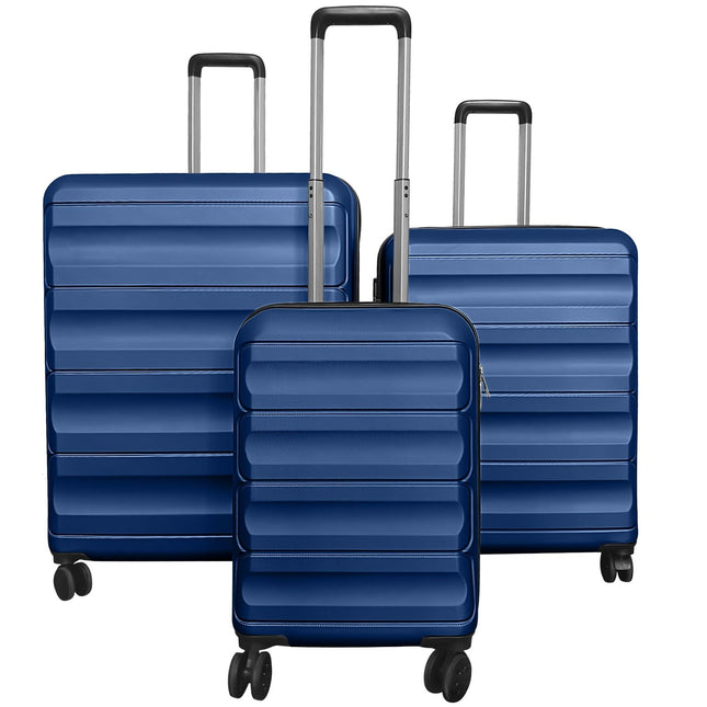 Goplus 3 Piece Wide Cross Stripe Luggage Set with 360° Spinner Wheels & Telescope Handles